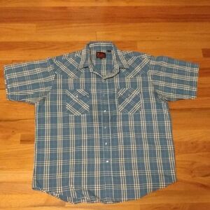 Plains Western Wear XL Men's Short Sleeve Shirt Snap Pearl Buttons